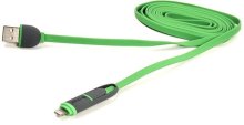 Кабель PowerPlant Quick Charge 2A 2in1 flat AM / Lightning / Micro USB 2m Green (CA910502)