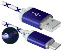 Кабель Defender 08-03LT AM / MicroUSB 1m Blue  (87555)