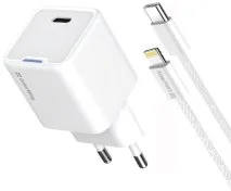 Зарядний пристрій ColorWay GaN Mini 20W White with Type-C/Lightning (CW-CHS059PDL-WT)