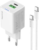 Зарядний пристрій ColorWay GaN Mini 20W White with Type-C/Type-C (CW-CHS062PDC-WT)