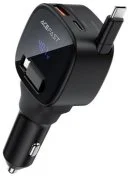 Автомобільний зарядний пристрій Acefast B17 95W with telescopic cable Black (6974316285946)