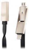 Кабель USB JoyRoom Zinc Alloy 2 в 1 LED Data S-T504 AM / Lightning / Micro USB 1.2 м чорний