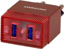 Мережевий зарядний пристрій GREENWAVE CH-TC-224L 2xUSB 2.4A червоний