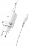 Зарядний пристрій Hoco C12Q QC3.0 White with AM/MicroUSB (C12Q White + cable)