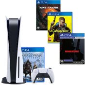 Ігрова приставка PlayStation 5 (GoW Ragnarok) (Код) + Cyberpunk 2077 [PS4] + Shadow of the Tomb Raider Standard Edition [PS4] + Hitman 3 [PS4]