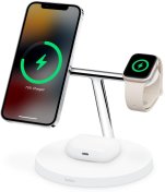 Бездротова зарядна станція Belkin BoostCharge Pro 3in1 Wireless Charger with MagSafe 15W White (WIZ017VFWH)