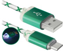 Кабель Defender USB08-03LT AM/MicroB 1m Green  (87557)