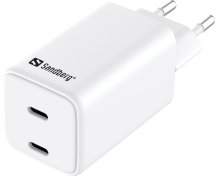 Зарядний пристрій Sandberg AC Charger Dual USB-C PD65W GaN 65W White  (441-56)