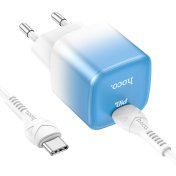 Зарядний пристрій Hoco C101A 20W Ice Blue with Type-C/Type-C  (6931474769398)