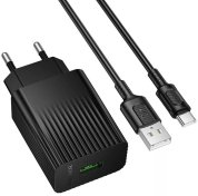 Зарядний пристрій BOROFONE BAS72A Source QC3.0 18W Black with AM / Type-C (6941991122675)