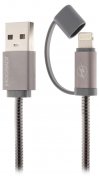 Кабель USB JoyRoom Portable Metal S-M329L AM / Lightning 0.1 м сірий