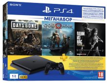 Ігрова приставка PlayStation 4 1Tb Black (Last of Us, God of War, Days Gone+PSPlus 3 М)