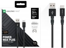 Кабель AMAZINGthing Max Plus 3.2A AM / Micro USB 1.1m Black (MIPMP001MBK)