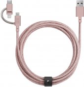 Кабель Native Union Belt AM / Lightning / Micro USB / Type-C 2m Rose (BELT-ULC-ROS-NP)
