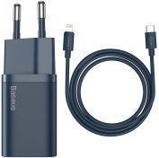 Зарядний пристрій Baseus Super Si 1C 20W with Simple Wisdom Data Cable Type-C to Lightning 1m Blue (TZCCSUP-B03)