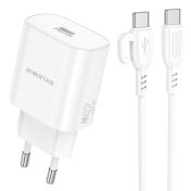 Зарядний пристрій BOROFONE BA82A Platinum 25W White with Type-C/Type-C  (6941991112270)