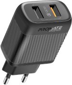 Зарядний пристрій Promate BiPlug-QC3 Black (biplug-qc3.eu-bk)