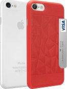 Чохол OZAKI for iPhone 7 - Ocoat Jelly Pocket Red/Clear  (OC722RC)