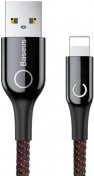 Кабель Baseus C-shaped Light Intelligent Power-off AM / Lightning 1m Black (CALCD-01)