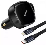 Автомобільний зарядний пристрій Baseus Enjoyment Retractable 2in1 33W Black (C00035500111-00)