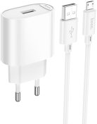 Зарядний пристрій Hoco C109A Fighter 10.5 White with AM / MicroUSB (6942007656603)