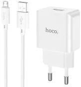 Зарядний пристрій Hoco C106A Leisure White with AM/MicroB (6931474783905)