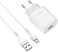 Зарядний пристрій Hoco C72Q Glorious 18W White with AM/MicroUSB (C72Q White + MicroB)