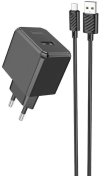 Зарядний пристрій Hoco CS11A Ocean 2.1A Black with AM/MicroUSB  (6942007603584)