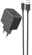 Зарядний пристрій Hoco CS11A Ocean 2.1A Black with AM/MicroUSB (6942007603584)