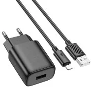 Зарядний пристрій Hoco C134A 2.4A Black with AM/Lightning (6942007621311)