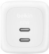 Зарядний пристрій Belkin BoostCharge Pro GaN 67W White (WCH020KQWH)