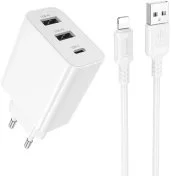 Зарядний пристрій BOROFONE BA105A Stellar 15W White with AM/Lightning (6941991125287)