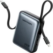 Батарея універсальна Vention FKMH0 10000mAh 45W Gray Built-in USB-C and Lightning