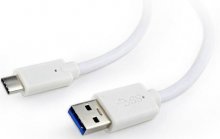 Кабель USB 3.0 (AM/Type-C) 0.1м, Cablexpert преміум White