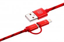 Кабель Recci RCD-F100 Cavalry AM / MicroUSB and Lightning 1m Red (RCD-F100 red)