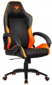 Крісло ігрове Cougar Fusion, PU шкіра, Al основа, Black/Orange