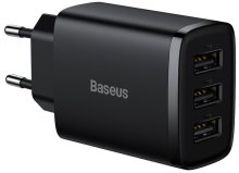 Зарядний пристрій Baseus Compact Charger 3U 17W Black  (CCXJ020101)