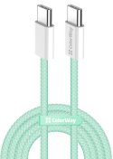 Кабель ColorWay 3A 60W Type-C / Type-C 1m Green (CW-CBPDCC061-G)
