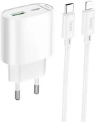 Зарядний пристрій Hoco C109A QC PD 20W White with Type-C/Lightning (6942007656726)