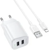 Зарядний пристрій BOROFONE BAS81A Star White with AM/Lightning (6941991126659)