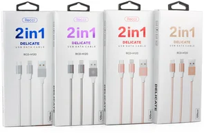 Фото: Кабель USB Recci RCD-H120 Delicate AM / microUSB+Lightning 1.2м рожевий № 4 | KTC
