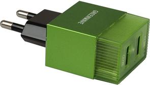 Мережевий зарядний пристрій GREENWAVE CH-TC-224L 2xUSB 2.4A зелений