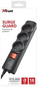 Мережевий фільтр Trust surge protector 3/1.8 Black (21056)