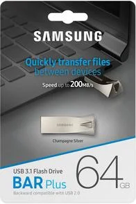 Фото: Флешка USB Samsung Bar Plus 64GB Silver (MUF-64BE3/APC) № 4 | KTC