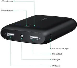 Фото: Батарея універсальна AUKEY PB-N42 Power Bank 10000mAh 2xUSB Black (LLTS104369) № 3 | KTC