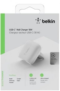 Зарядний пристрій Belkin BOOST CHARGE USB-C Wall Charger 18W (F7U096VFWHT)