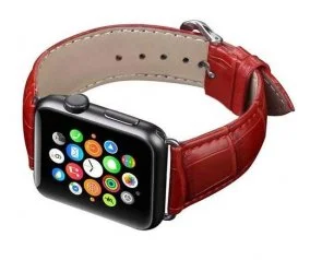 Фото: Ремінець HiC for Apple Watch 41/40/38mm - Crocodail Leather Loop Band Red № 2 | KTC