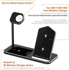 Фото: Бездротова зарядна станція Aoduke Wireless charge iPhone / Apple Watch / AirPods Black (Oude-G3n1) № 3 | KTC