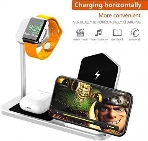 Фото: Бездротова зарядна станція Aoduke Wireless charge iPhone / Apple Watch / AirPods - Silver (Oude-S3n1) № 4 | KTC