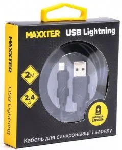 Фото: Кабель Maxxter AM / Lightning 2m Black (UB-L-USB-02-2m) № 2 | KTC